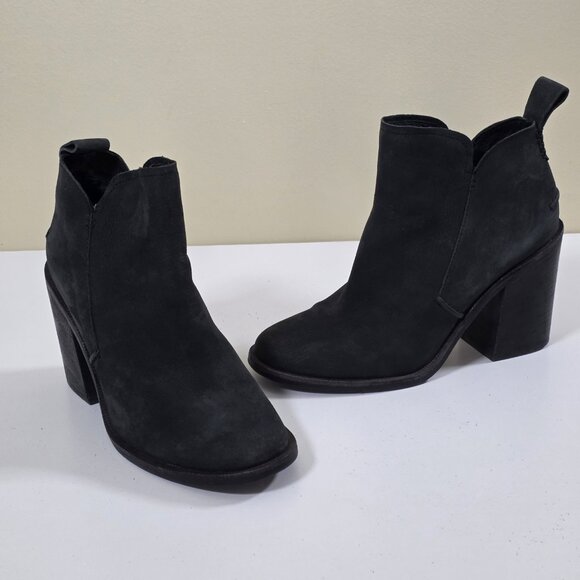 UGG Pixley Boots Womens 7.5 Black Gray Nubuk Ankle Stacked Heel Y2K SN 1095057 - Picture 15 of 15